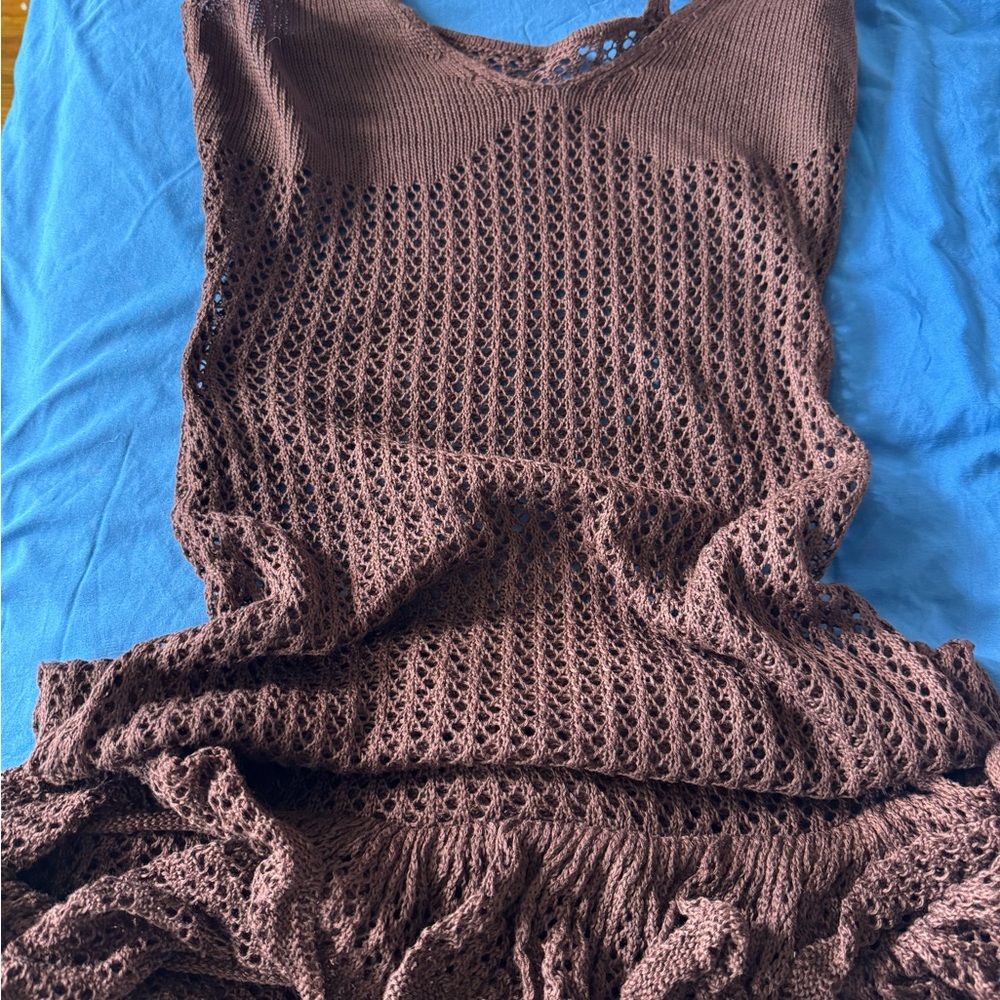 Chic Brown Ruffle Mini Dress - Picture 2 of 2